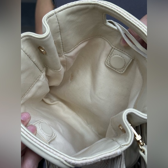 Maje Two Way Cream Textile and Raffia Fringe Bag + crossbody strap included - Picture 7 of 7